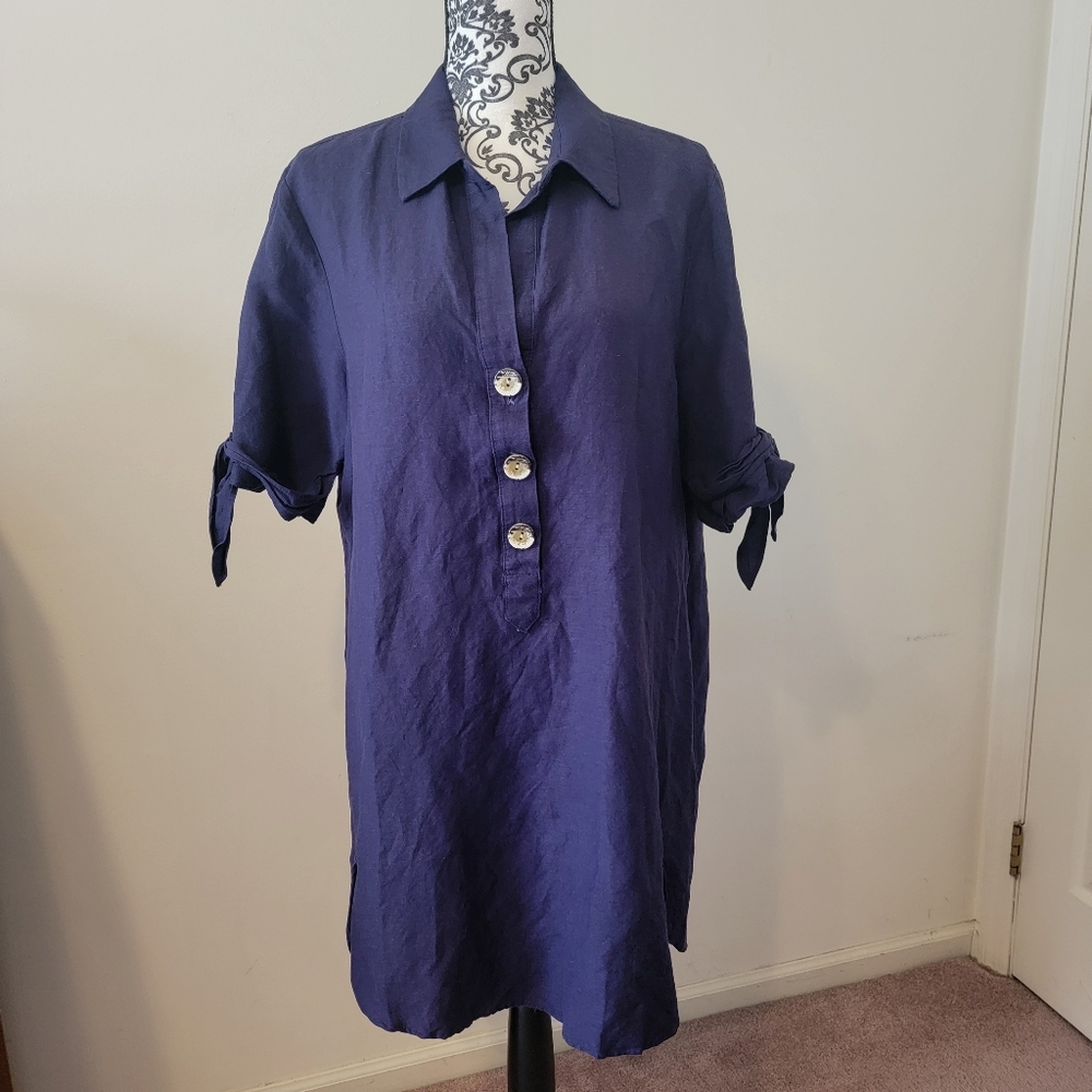 Premise Blue Linen Dress L